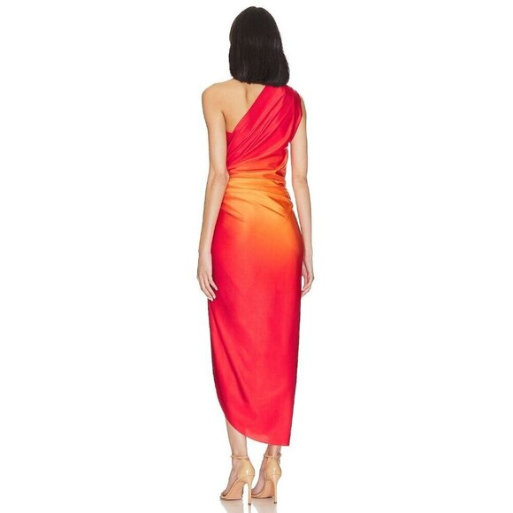 Baobab Nikka Dress in Puesta De Sol & Red Small New Womens Midi One Shoulder - Picture 2 of 12
